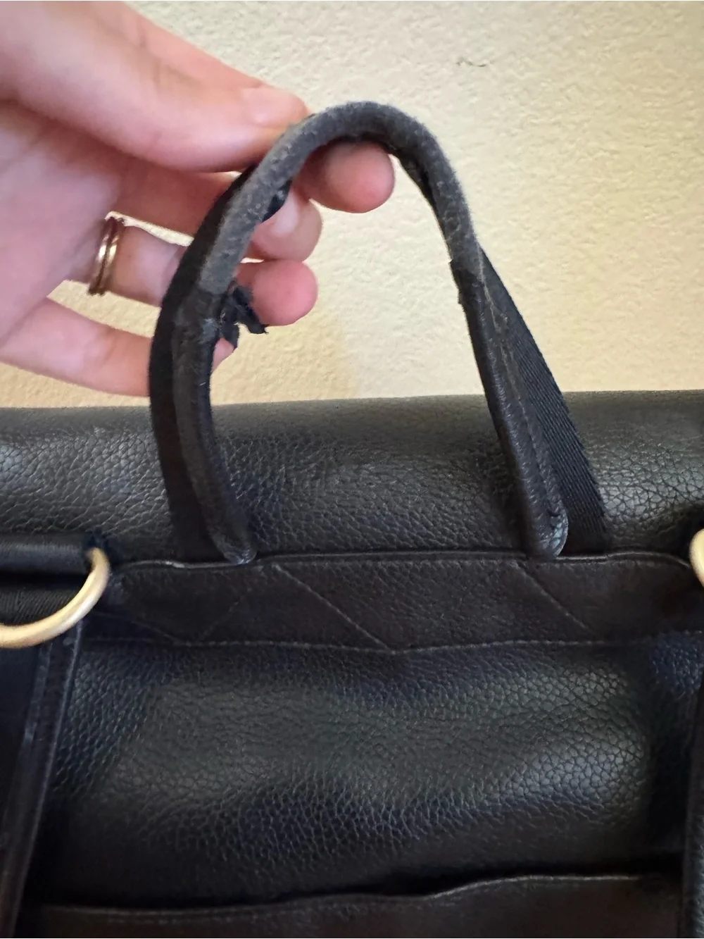 Freshly Picked Black Faux Leather Diaper Backpack